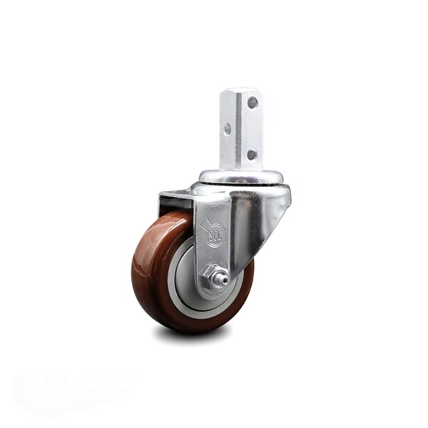 3 Inch Maroon Polyurethane Wheel Swivel 7/8 Inch Square Stem Caster SCC